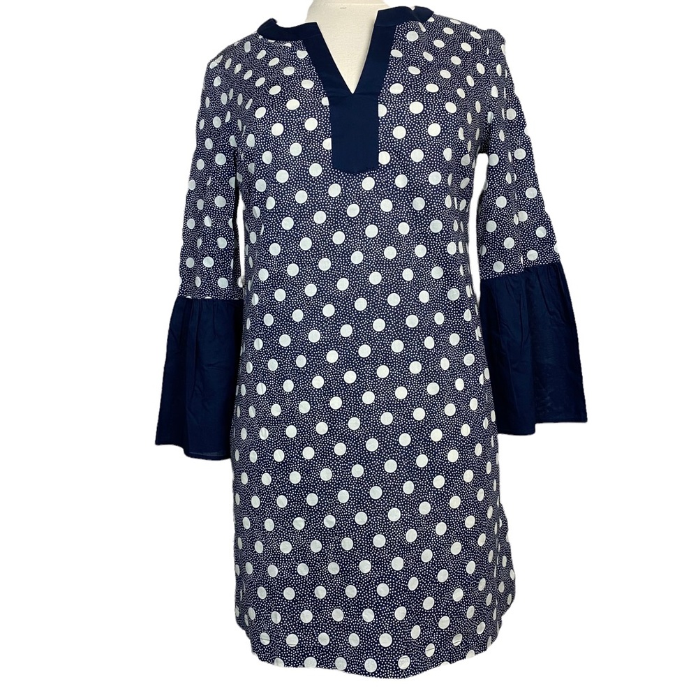 Boden Jodie Kaftan Cover Up Blouse Tunic Navy Blue Polka Dot Size 6R NEW